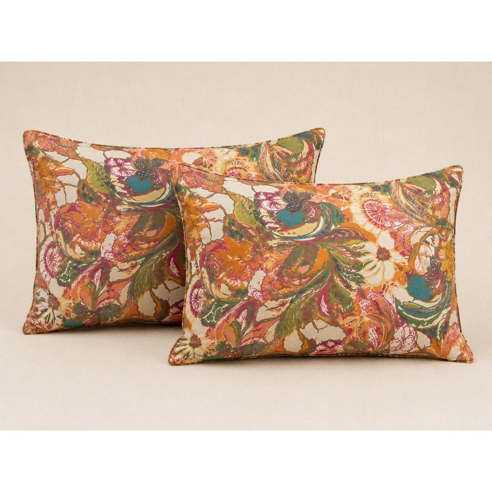 Pottery Barn King Pillowcases Set of 2 Multicolor Floral Paisley Organic Cotton